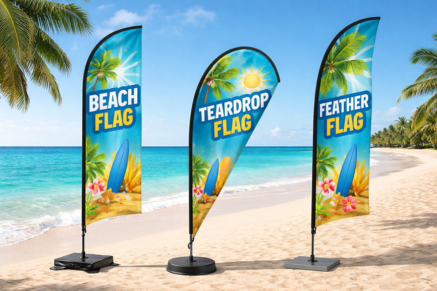 Custom Beach Flag Printing for Events